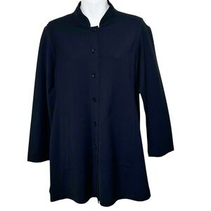 Eileen Fisher wool blend button long sleeve shirt size medium petite minimalist